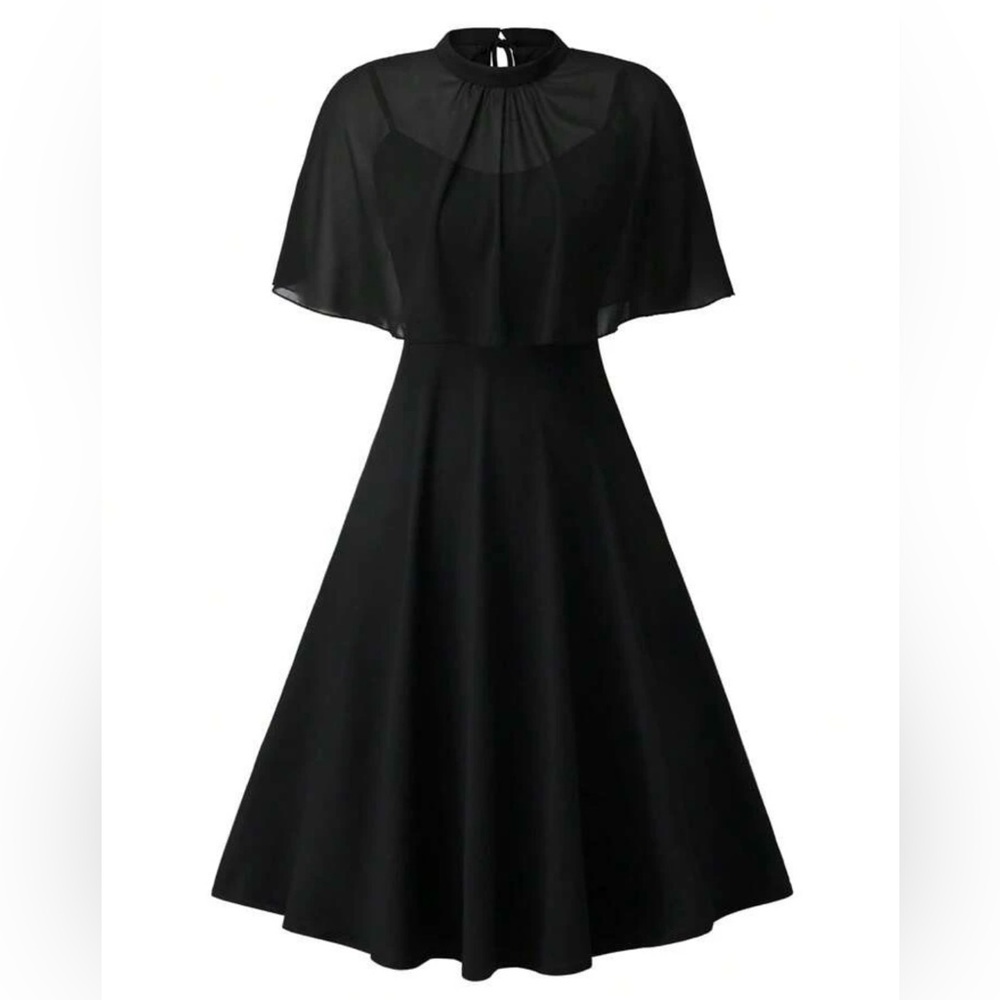 ✨NEW✨4xl Solid Cami Dress with Detachable Cape